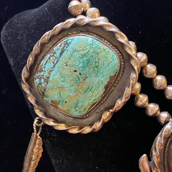 Turquoise coral and Sterling Silver Statement Necklace handmade museum worthy - Picture 6 of 9